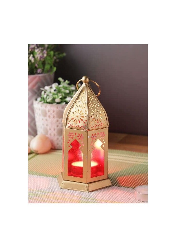 Small Moraccan Iron Lantern Lamp With T Light Candle Holder Antique Collection Decorative Hanging Lantern For Ramzan Eid Diwali Set Of 2 Red Red Green