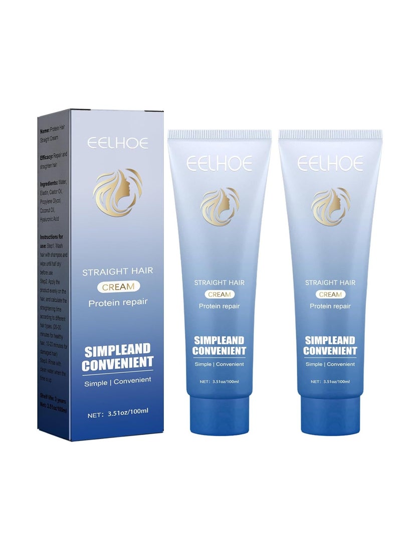 Protein Silk & Gloss Straightening Cream (100ml, Pack of 2) - 3-Step Treatment for Smooth, Frizz-Free Hair in 2023