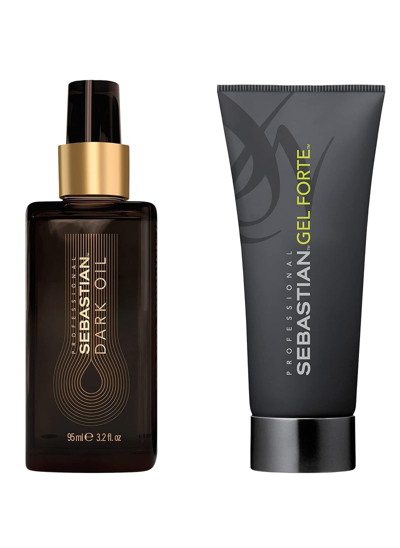 Sebastian Professional Dark Oil & Gel Forte, Lightweight Hair oil and Shimmering Hold Gel With No Sticky Feel