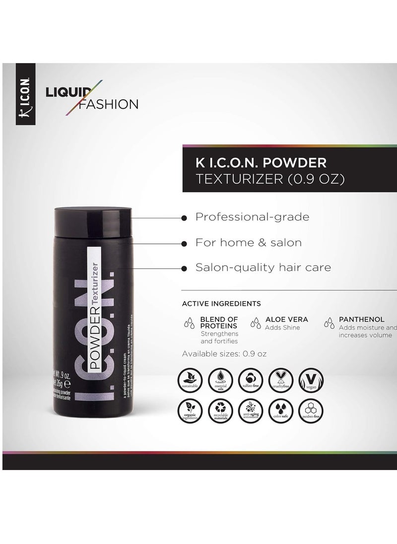 K I.C.O.N. Powder Texturizer,Thickening Product, Fine-Hair Volumizer, Oily-Scalp Product, 0.9 Ounces