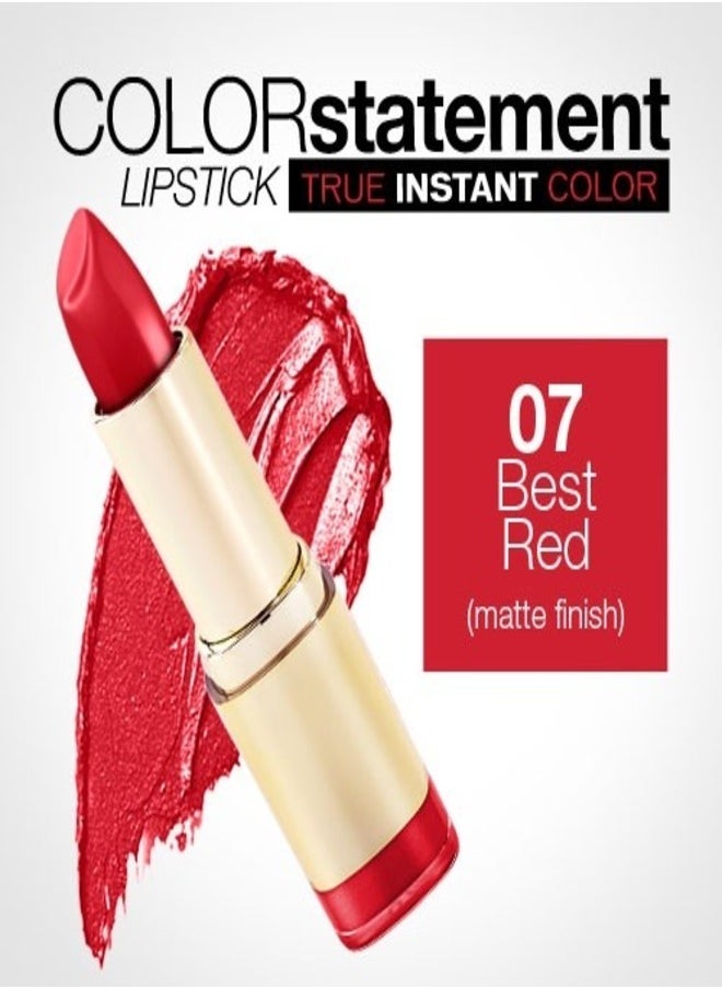 Milani Color Statement Matte Lipstick 07 Best Red Cruelty-Free Nourishing Lipstick in Vibrant Shades 5g