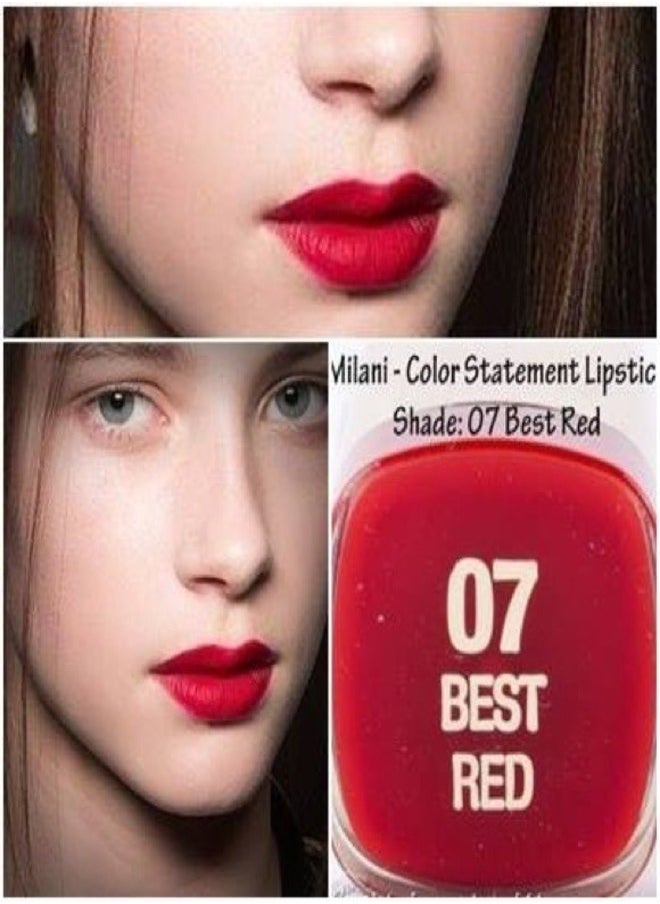 Milani Color Statement Matte Lipstick 07 Best Red Cruelty-Free Nourishing Lipstick in Vibrant Shades 5g