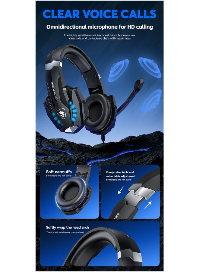 DEADSKULL 4-in-1 Gaming Combo Wired Keyboard, Mouse, Headphone & Mouse Pad PC Gaming Kit 4 Bundle Set - C880
