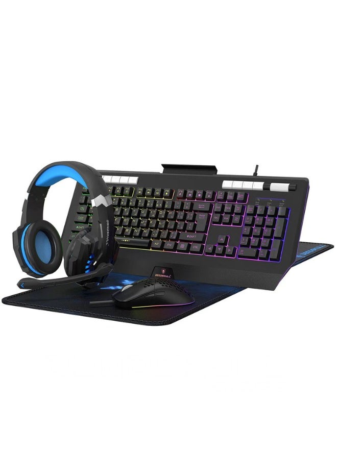 DEADSKULL 4-in-1 Gaming Combo Wired Keyboard, Mouse, Headphone & Mouse Pad PC Gaming Kit 4 Bundle Set - C880