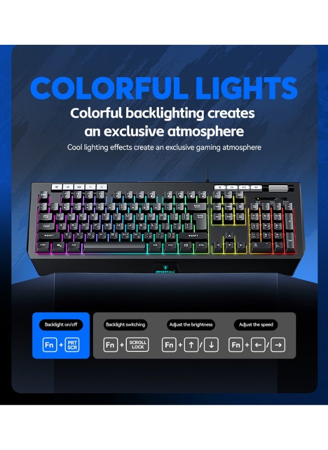DEADSKULL 4-in-1 Gaming Combo Wired Keyboard, Mouse, Headphone & Mouse Pad PC Gaming Kit 4 Bundle Set - C880