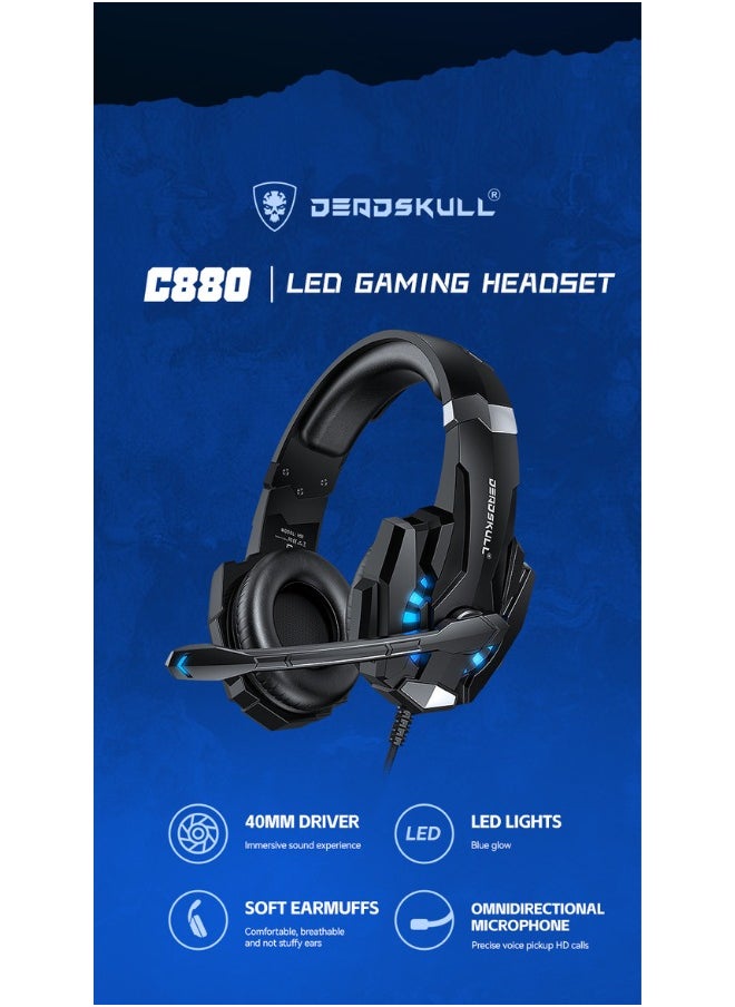 DEADSKULL 4-in-1 Gaming Combo Wired Keyboard, Mouse, Headphone & Mouse Pad PC Gaming Kit 4 Bundle Set - C880
