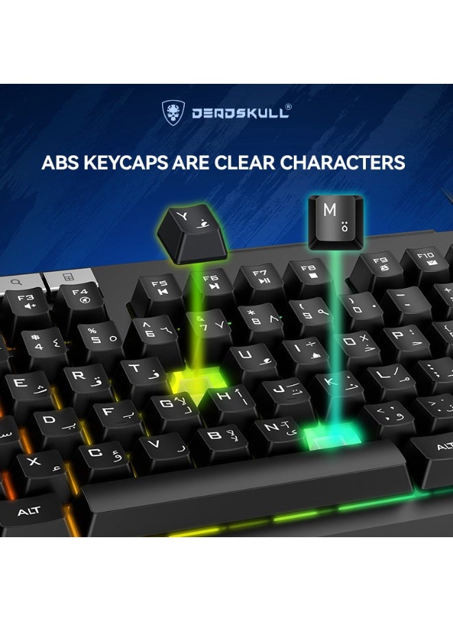 DEADSKULL 4-in-1 Gaming Combo Wired Keyboard, Mouse, Headphone & Mouse Pad PC Gaming Kit 4 Bundle Set - C880