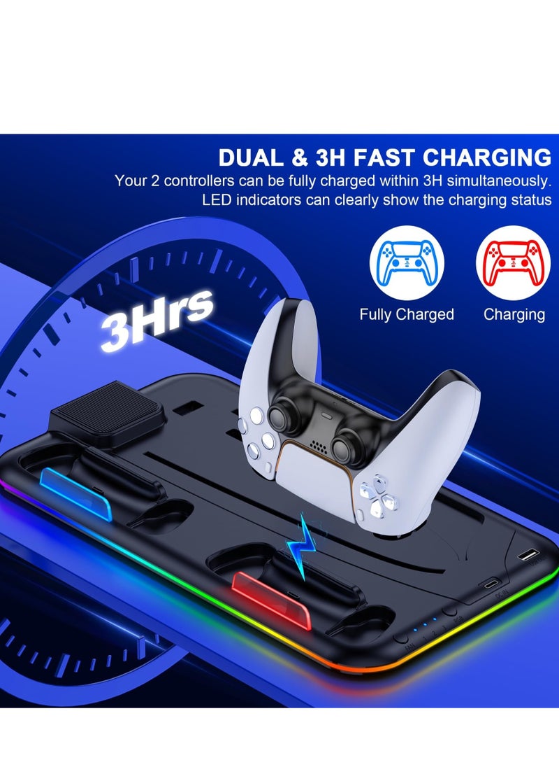 PS5 Slim Stand and Turbo Cooling Station with Controller Charging Station for Playsation 5, PS5 Accessories Incl. 3 Levels Cooling Fan, RGB Light, Headset Holder for PS5 Digital/Disc