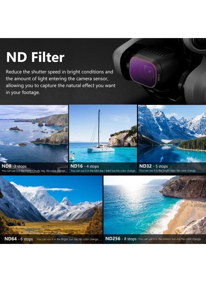 Nd Filters Set For Dji Mini 4 Pro Accessories -6 Pack (Nd8,Nd16,Nd32,Nd64,Nd256,Cpl)(Aluminum Version)