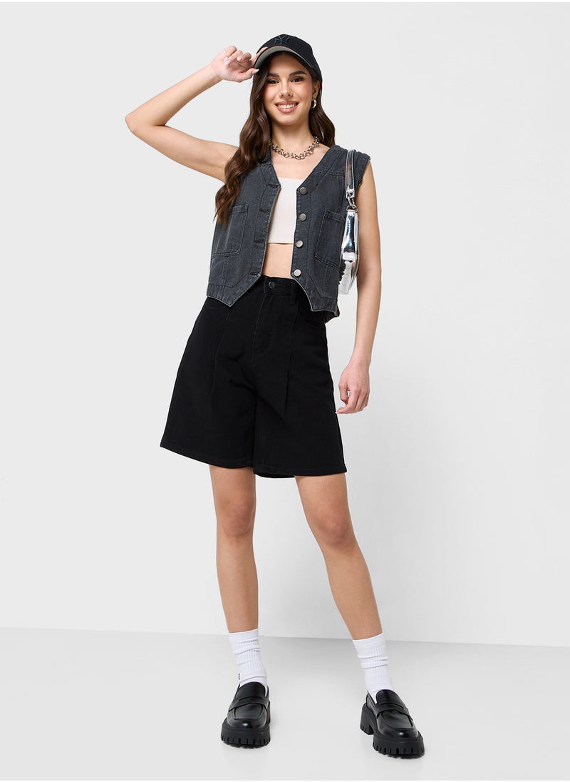 Denim Button Down Vest
