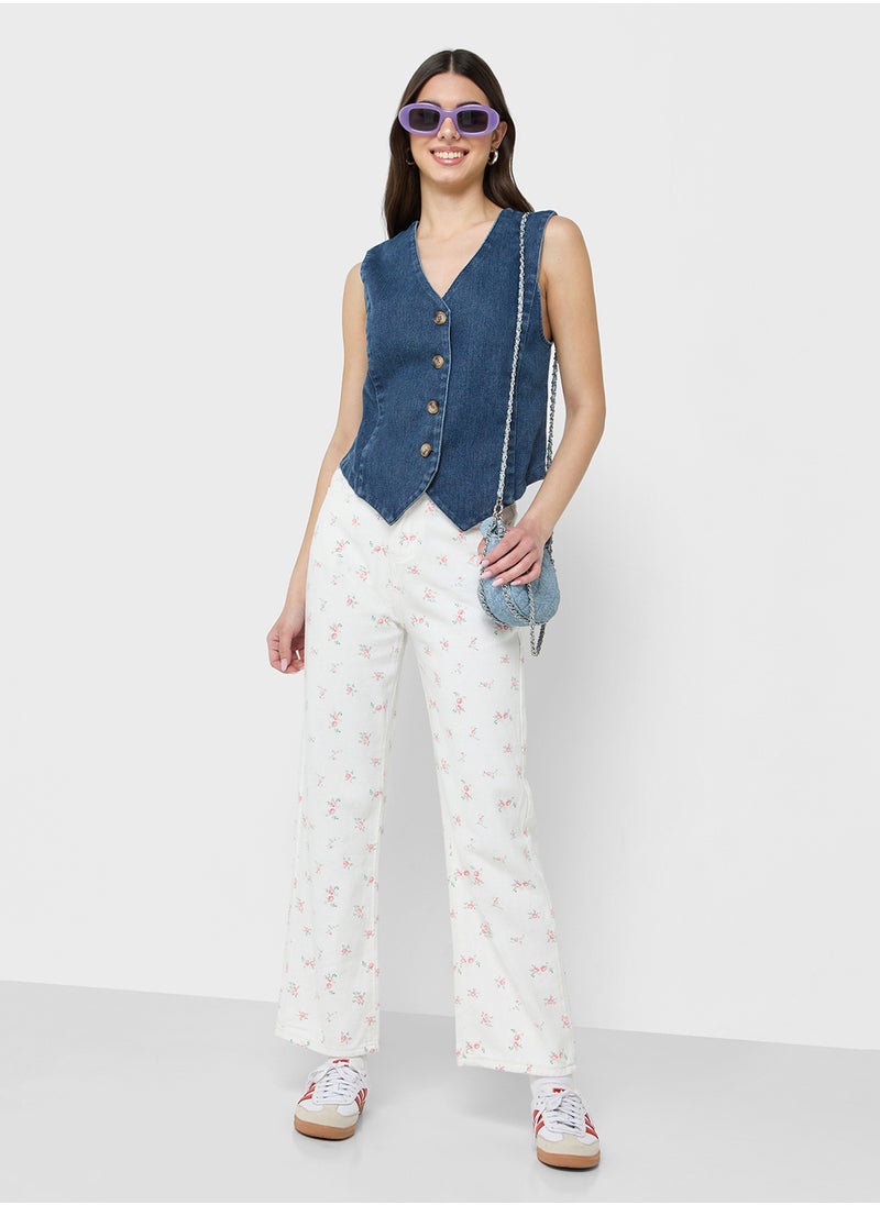 Denim Button Down Vest