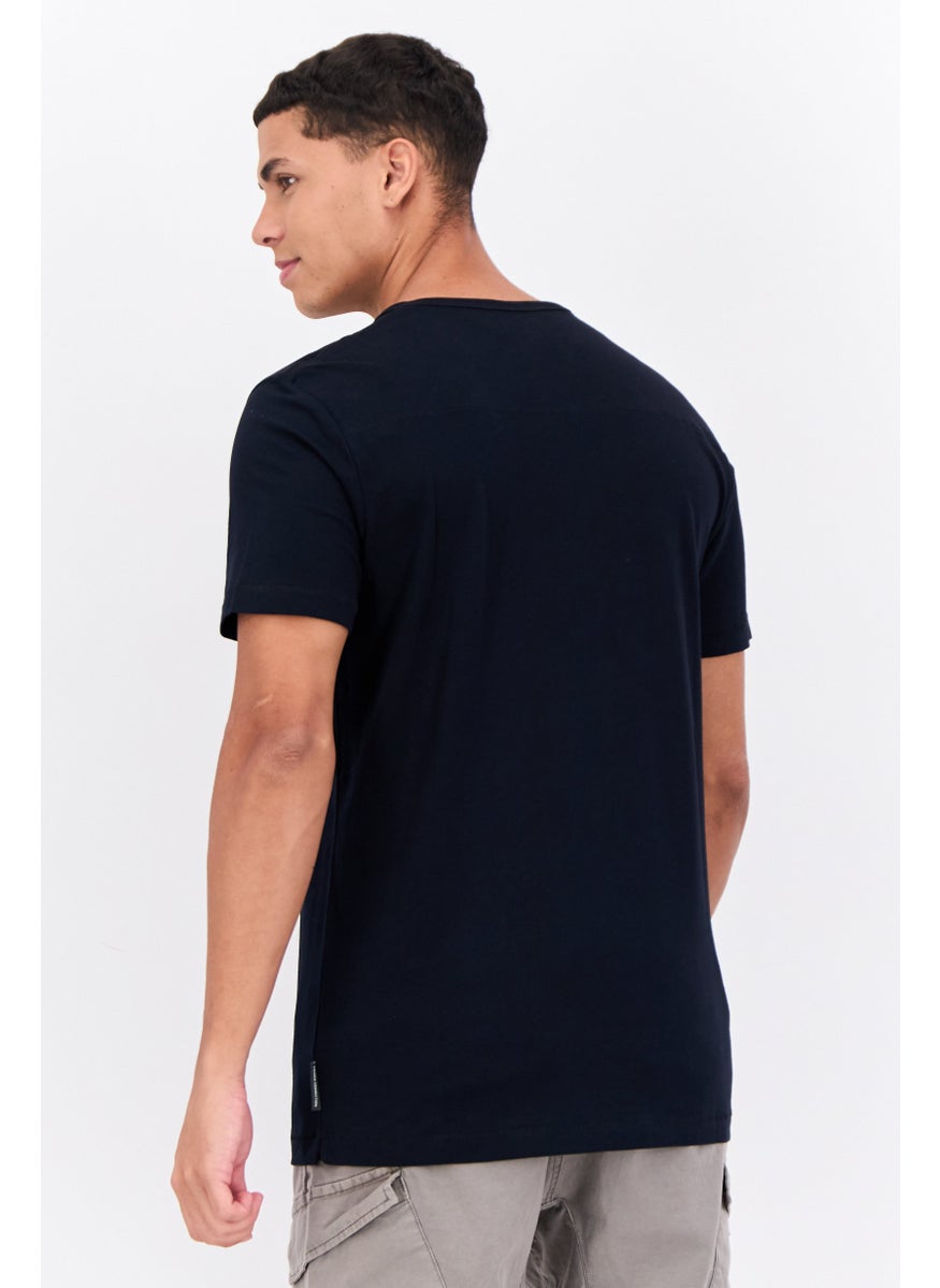 Men Crew Neck Short Sleeve Brand Logo T-Shirts, Marine