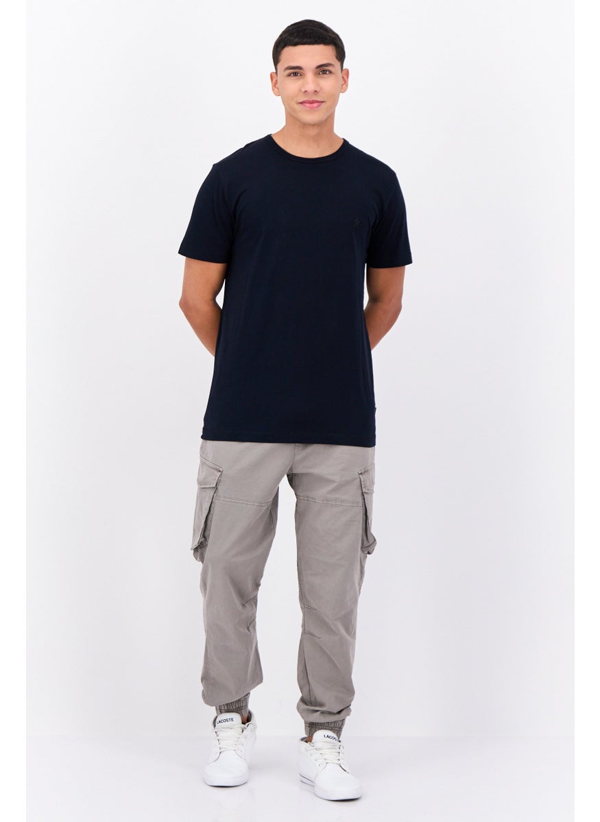 Men Crew Neck Short Sleeve Brand Logo T-Shirts, Marine