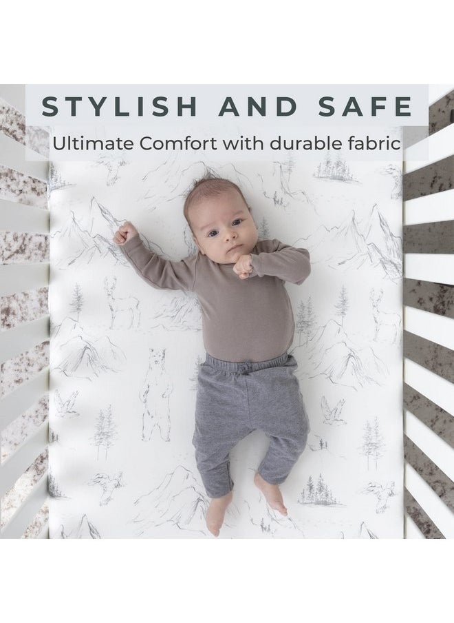 Pobibaby - 2 Pack Premium Fitted Baby Boy Crib Sheets for Standard Crib Mattress - Ultra-Soft Cotton Blend, Safe and Snug, and Stylish Woodland Sheet (Explore)
