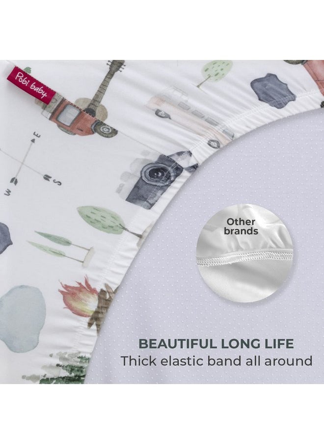 Pobibaby - 2 Pack Premium Fitted Baby Boy Crib Sheets for Standard Crib Mattress - Ultra-Soft Cotton Blend, Safe and Snug, and Stylish Woodland Sheet (Explore)