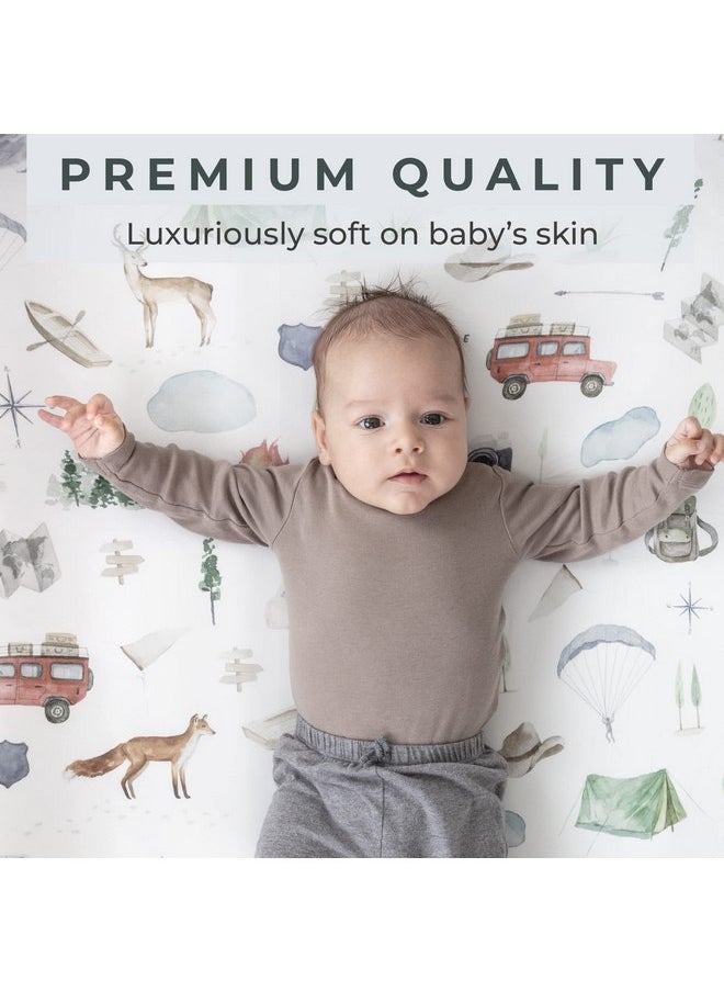 Pobibaby - 2 Pack Premium Fitted Baby Boy Crib Sheets for Standard Crib Mattress - Ultra-Soft Cotton Blend, Safe and Snug, and Stylish Woodland Sheet (Explore)