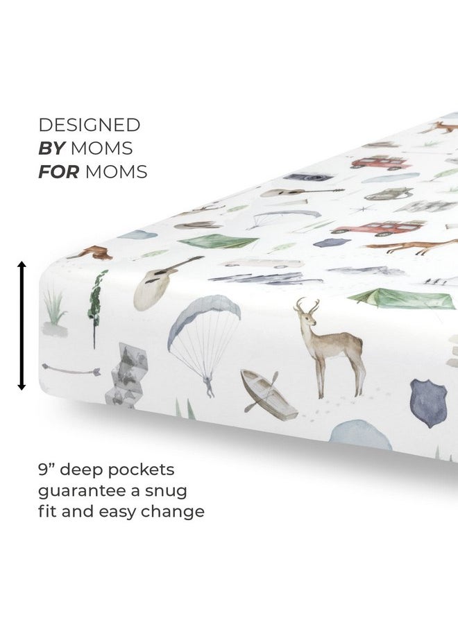 Pobibaby - 2 Pack Premium Fitted Baby Boy Crib Sheets for Standard Crib Mattress - Ultra-Soft Cotton Blend, Safe and Snug, and Stylish Woodland Sheet (Explore)