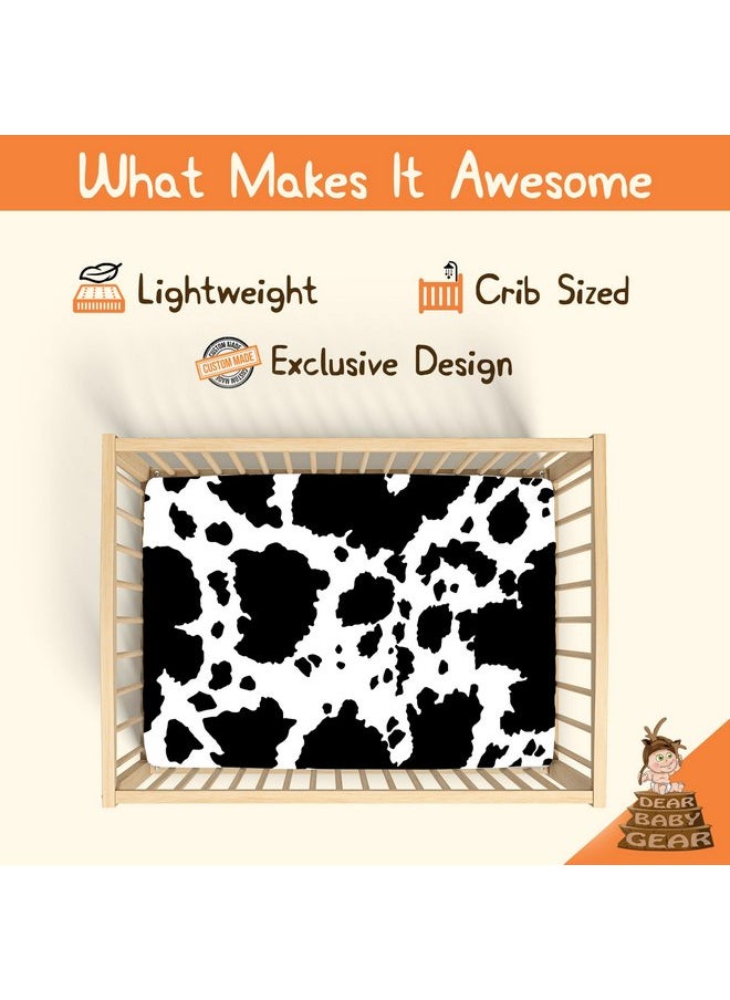 Dear Baby Gear Deluxe Crib Sheet Cotton Polyester Baby Crib Sheets, Soft Machine-Washable Crib Mattress Sheet, Baby Bed Sheets w/Black and White Holstein Cow Print, 28