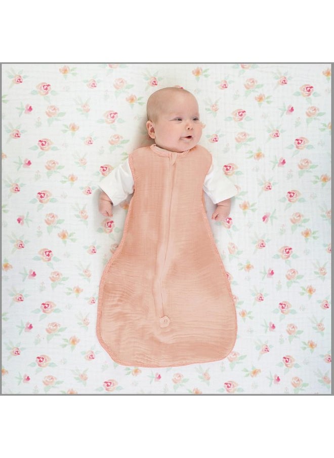 SwaddleDesigns Softest Cotton Muslin Fitted Crib Sheet, Toddler Sheet for Boys & Girls, Fits Standard Crib Mattress (28 x 52 inches), Watercolor Peachy Pink Floral