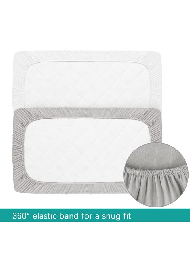Muslin Crib Sheets for Boys and Girls 2 Pack, Ultra Soft Muslin Fitted Baby Crib Sheet for Standard Crib Mattress & Toddler Bed Mattress, Grey & White