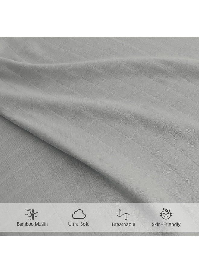 Muslin Crib Sheets for Boys and Girls 2 Pack, Ultra Soft Muslin Fitted Baby Crib Sheet for Standard Crib Mattress & Toddler Bed Mattress, Grey & White