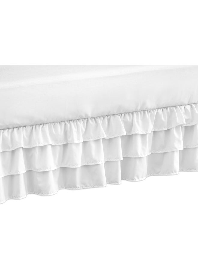 Solid Color White Shabby Chic Girl Ruffled Crib Bed Skirt Dust Ruffle for Harper Collection by Sweet Jojo Designs