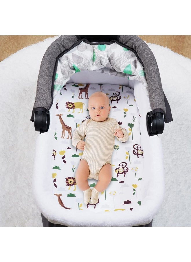 PHF 100% Cotton Bassinet Sheets 2 Pack, Soft Breathable Comfortable Cradle Sheets for Baby Boys Girls, Premium Sheets Fits Various Cradle and Bassinet Mattress Pad, Jungle/Monkey/Giraffe/Lion