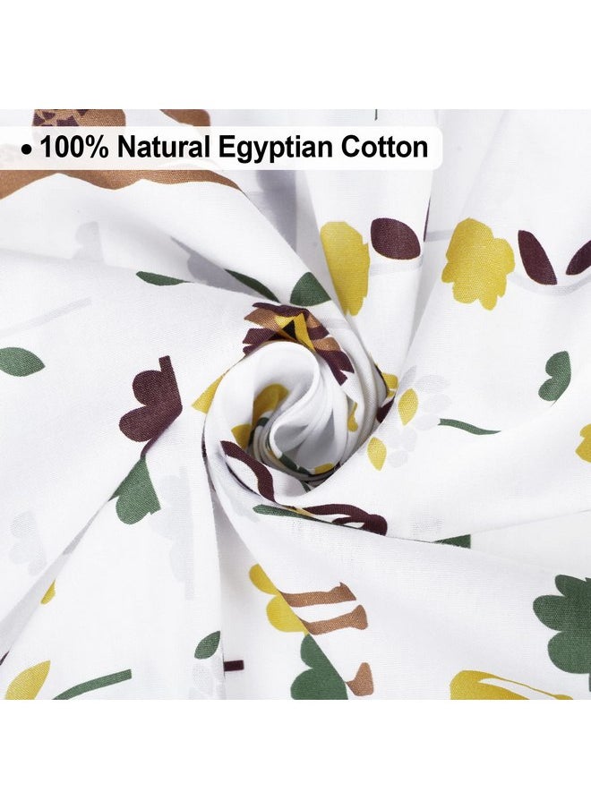 PHF 100% Cotton Bassinet Sheets 2 Pack, Soft Breathable Comfortable Cradle Sheets for Baby Boys Girls, Premium Sheets Fits Various Cradle and Bassinet Mattress Pad, Jungle/Monkey/Giraffe/Lion