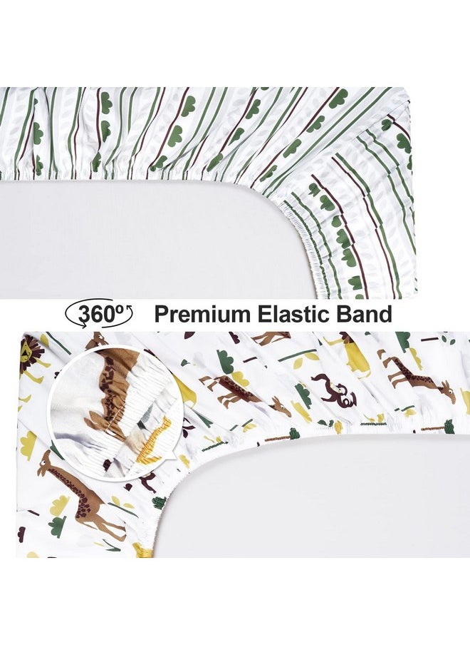 PHF 100% Cotton Bassinet Sheets 2 Pack, Soft Breathable Comfortable Cradle Sheets for Baby Boys Girls, Premium Sheets Fits Various Cradle and Bassinet Mattress Pad, Jungle/Monkey/Giraffe/Lion