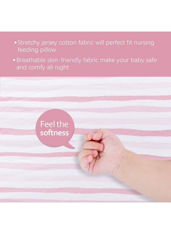 Square Playard/Playpen Fitted Sheets, Perfect for 36 X 36 Portable Playard, 2 Pack, 100% Jersey Knit Cotton Fitted Sheets, Mild Pink Stripes and Hearts Print for Baby Girls