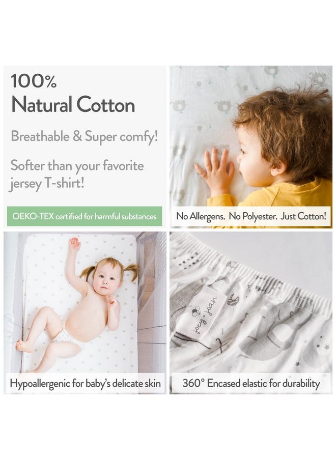 Fitted Pack and Play Sheets Compatible ith Graco Pack n Play and Other 27 x 39 Inch Playard Mattress Pad - Heather Grey - 2 Pack