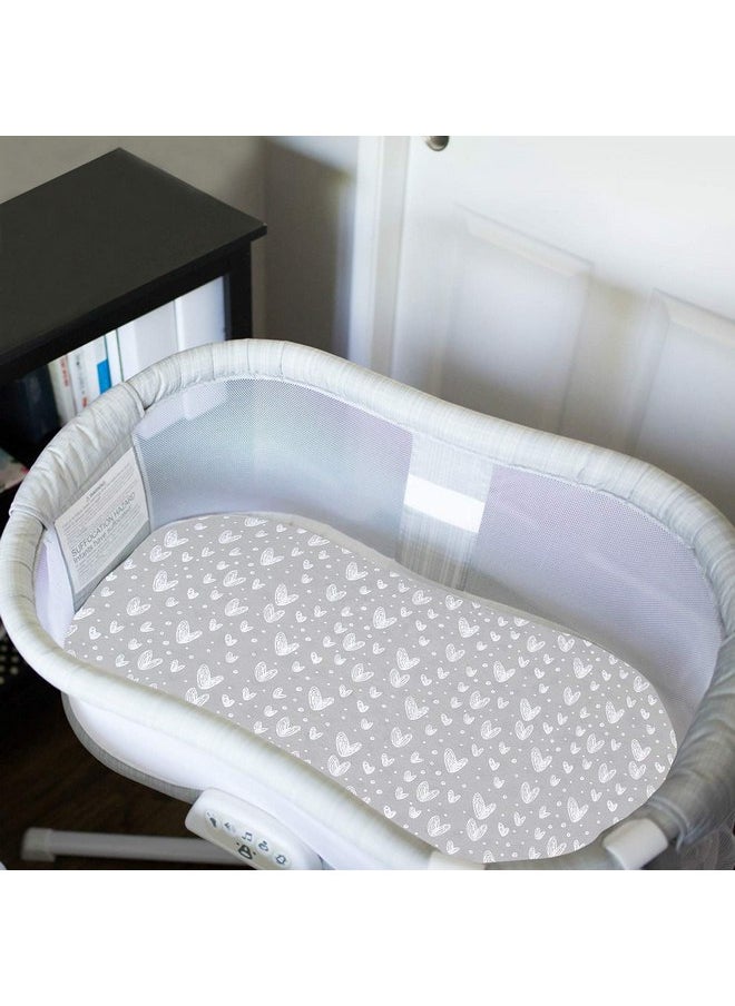 Bassinet Sheets Compatible with Halo Bassinest Swivel, Flex, Glide, Premiere & Luxe Series Sleeper, 2 Pack, 100% Jersey Knit Cotton Sheets, Breathable and Heavenly Soft, Grey and White Print for Baby