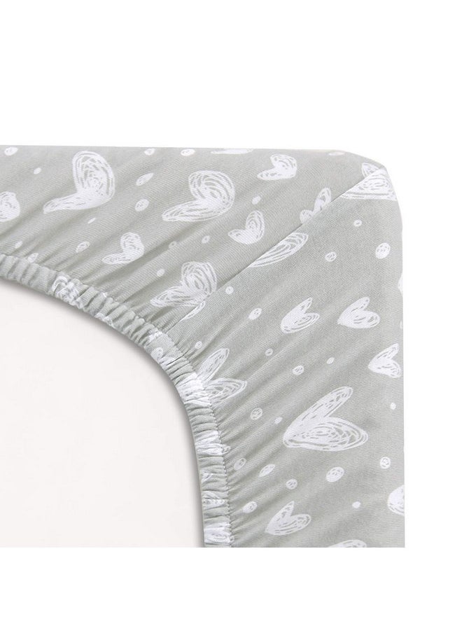 Bassinet Sheets Compatible with Halo Bassinest Swivel, Flex, Glide, Premiere & Luxe Series Sleeper, 2 Pack, 100% Jersey Knit Cotton Sheets, Breathable and Heavenly Soft, Grey and White Print for Baby