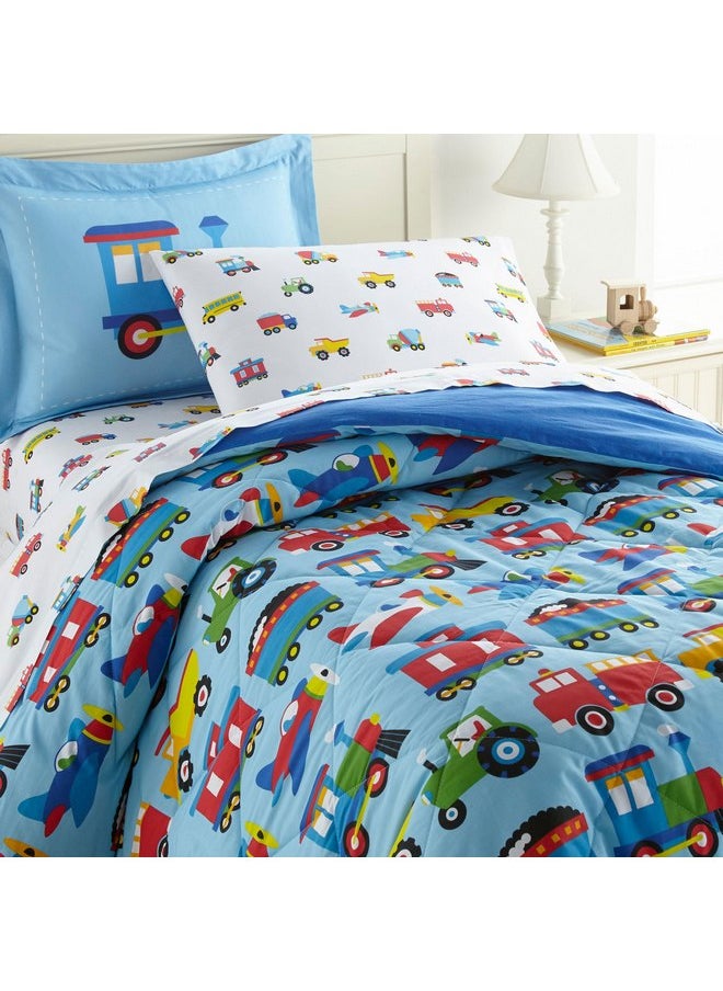 Wildkin Kids Microfiber Pillow Case for Boys and Girls, Soft Breathable Microfiber Fabric, Measures 20 x 30 Inches, Fits a Standard Size Pillow (Trains, Planes and Trucks)