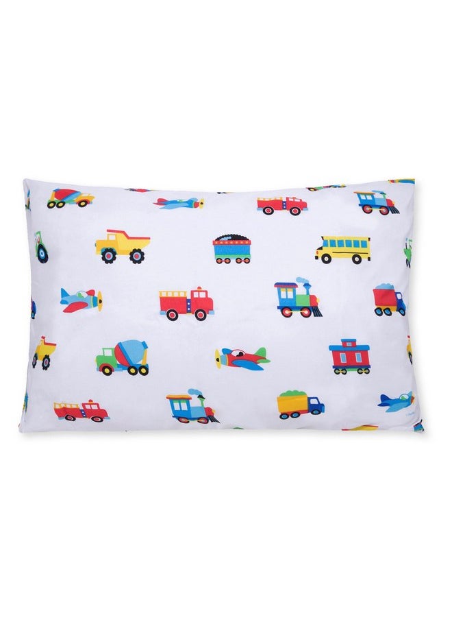 Wildkin Kids Microfiber Pillow Case for Boys and Girls, Soft Breathable Microfiber Fabric, Measures 20 x 30 Inches, Fits a Standard Size Pillow (Trains, Planes and Trucks)