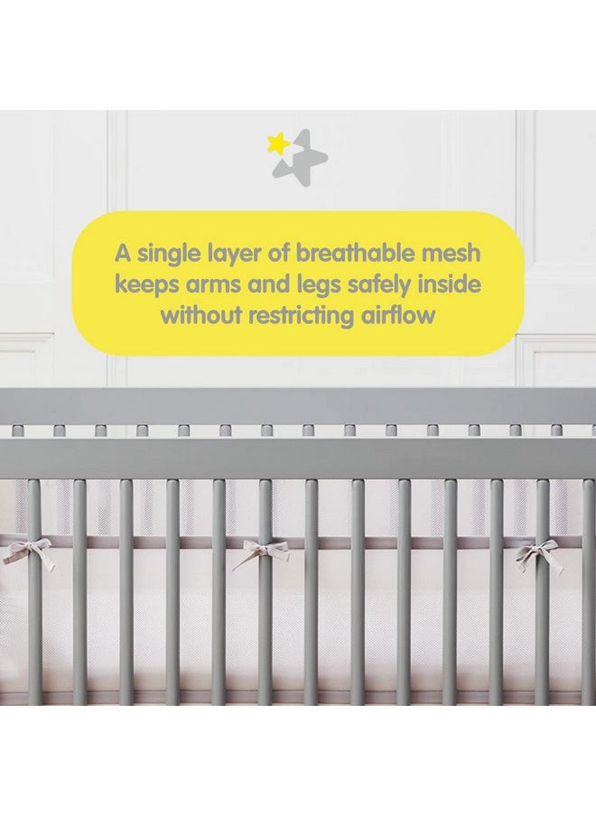 BreathableBaby Breathable Mesh Liner for Full-Size Cribs, Deluxe 4mm Mesh, Natural Linen (Size 4FS Covers 3 or 4 Sides)