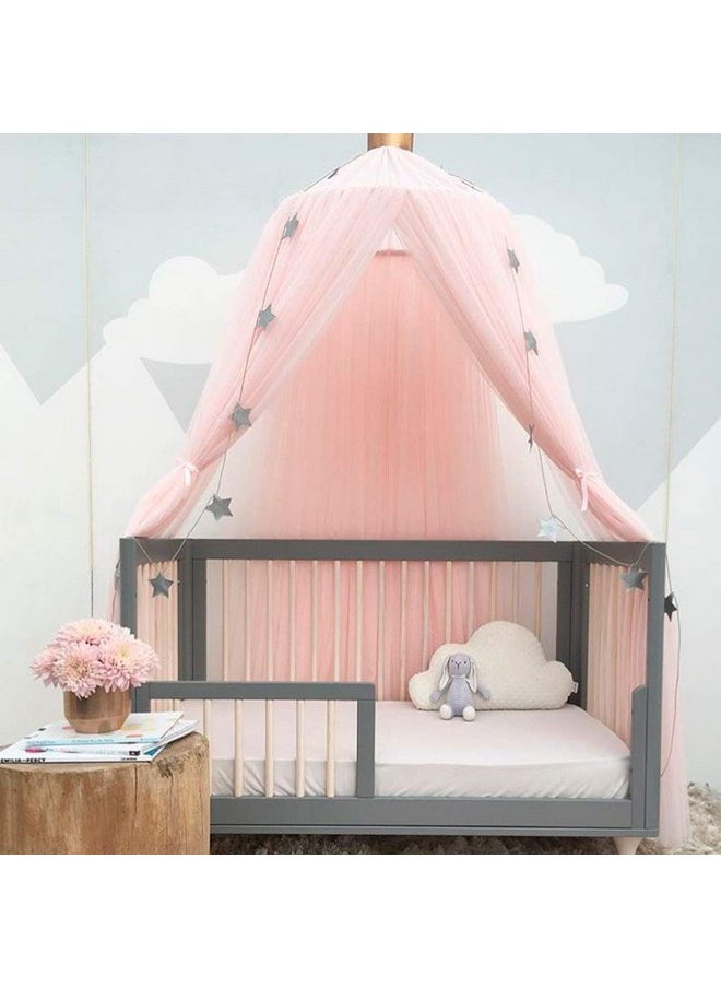 Bed Canopy for Girls, Round Dome Princess Canopies Netting Soft and Breathable Cotton Large Elegant Princess Bed Curtains with Hanging Hook for Baby Cribs Room Decor