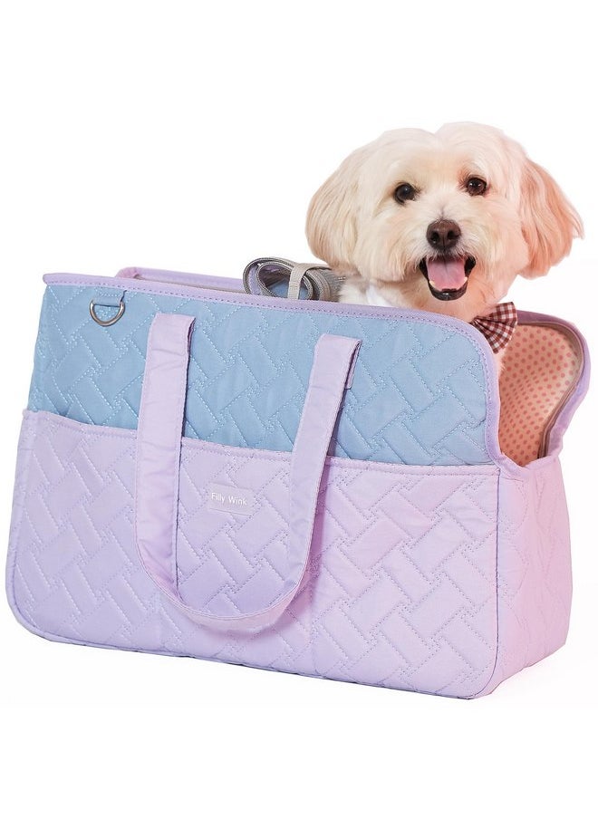 Dog Carrier Purse 3-in-1 Purple & Blue Pet Travel Bag for Small Dogs & Cats - Handheld, Crossbody, & Shoulder Carry with 4 Extra Front and Sided Storage Pockets Soft, Comfortable, Perfect for Travel