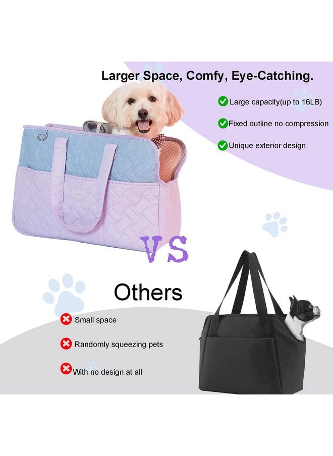 Dog Carrier Purse 3-in-1 Purple & Blue Pet Travel Bag for Small Dogs & Cats - Handheld, Crossbody, & Shoulder Carry with 4 Extra Front and Sided Storage Pockets Soft, Comfortable, Perfect for Travel