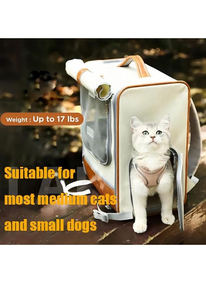 Cat Backpack Carrier for Cats, Dogs and Small Animals, Transparent Ventilated Foldable Pet Bag for Travel, Hiking, Outdoor Camp, School, Hospital