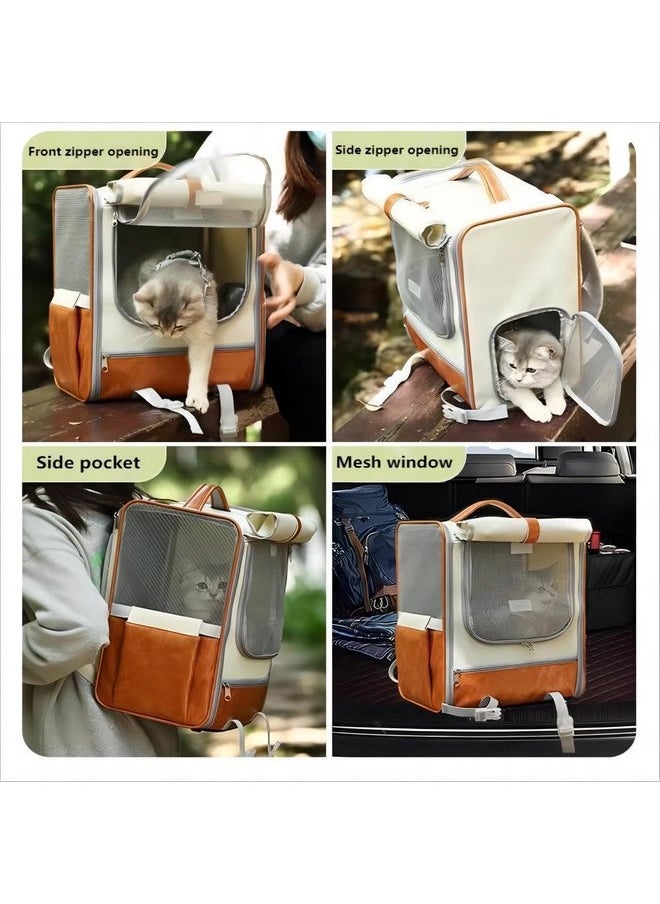 Cat Backpack Carrier for Cats, Dogs and Small Animals, Transparent Ventilated Foldable Pet Bag for Travel, Hiking, Outdoor Camp, School, Hospital