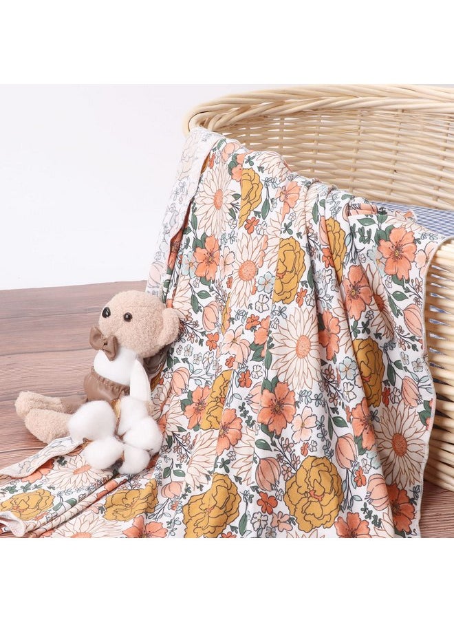 DRESHOW BQUBO Newborn Floral Receiving Blankets Newborn Baby Swaddling with Headband Set Warm Shower Gift