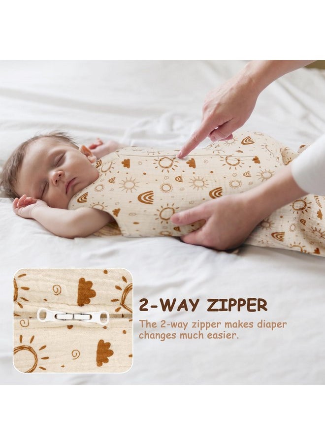 MEXXI Baby Sleep Sack 6-12 Months 1.0 TOG, 2 Pack Muslin Wearable Blanket, Baby Sleeping Bag with 2-Way Zipper for Babies Unisex