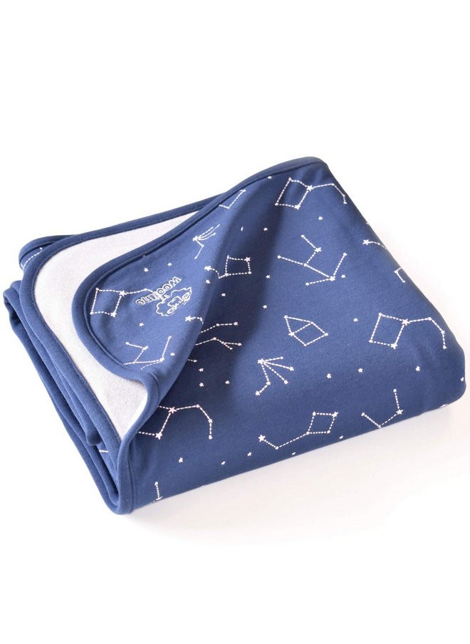 Woolino Toddler Blanket - Merino Wool and Organic Cotton Baby Blanket for Girls and Boys - 4 Season - 52.5” x 40” - Nightsky