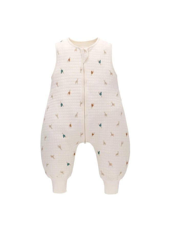 Toddler Sleep Sack with Feet 1.0 Tog,100% Cotton Sleeveless Split-leg Sleeping Bag for Early Walkers,For 0-3 Years Old(M,Giraffes)