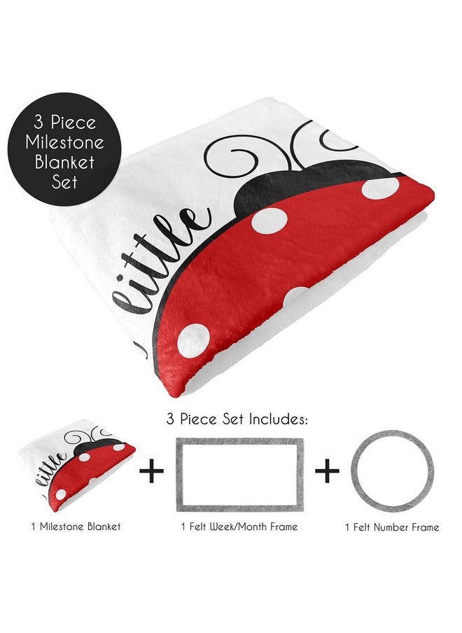 Sweet Jojo Designs Little Ladybug Girl Milestone Blanket Monthly Newborn First Year Growth Mat Baby Shower Memory Keepsake Gift Picture - Red Black and White Polka Dot