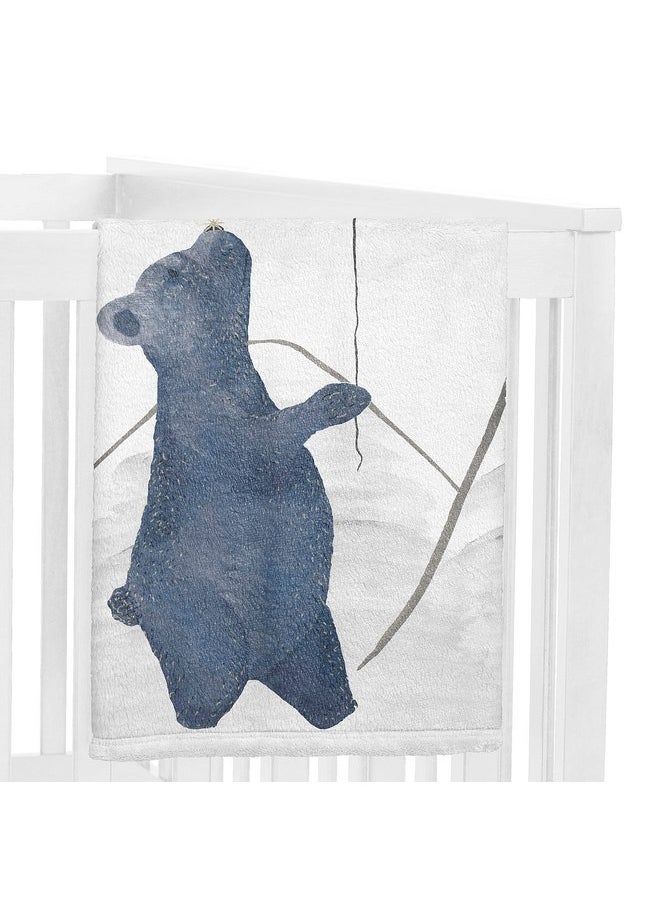 Sweet Jojo Designs Woodland Bear Boy Girl Milestone Blanket Monthly Newborn First Year Growth Mat Baby Shower Memory Keepsake Gift Picture - Navy Blue Grey Gold Black Celestial Moon Star Watercolor