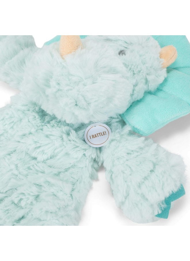 Darcy Dinosaur Aqua Blue Children's Plush Rattle Blankie