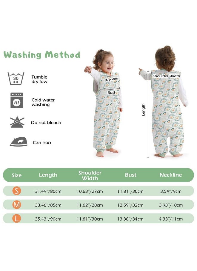 LAT Baby Sleep Bag with Feet Winter,Sleeveless Nightgowns Wearable Blanket with Legs,Warm Sack for Infant Toddler Thicken 2.5 TOG-Sleepsuit,1-6T(Sun Flower,M/90)