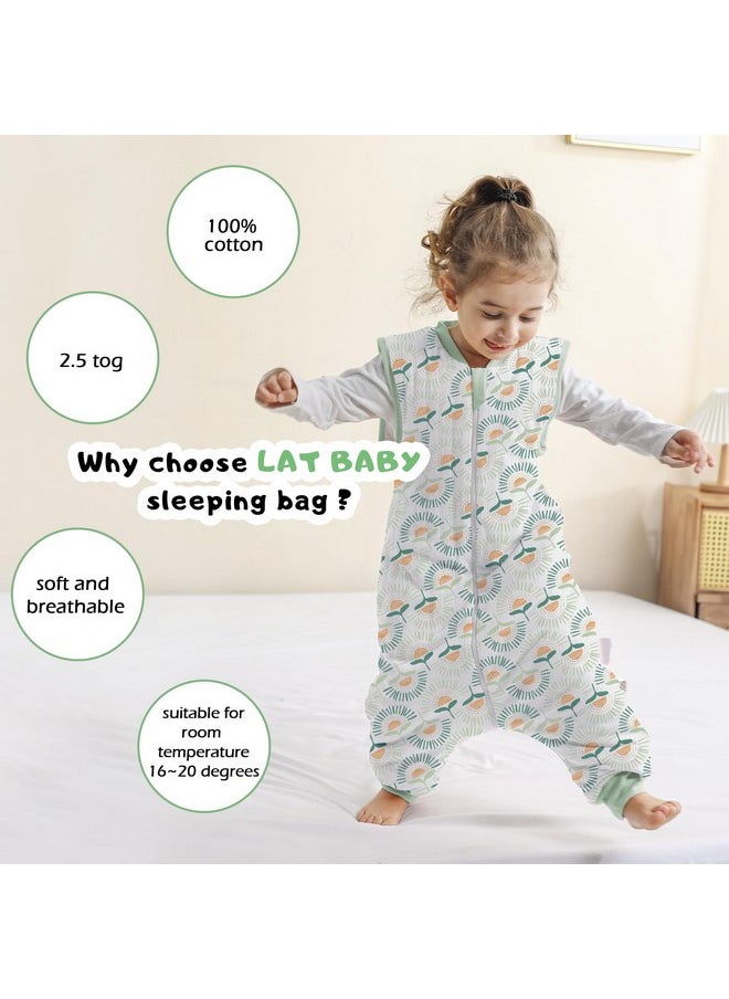 LAT Baby Sleep Bag with Feet Winter,Sleeveless Nightgowns Wearable Blanket with Legs,Warm Sack for Infant Toddler Thicken 2.5 TOG-Sleepsuit,1-6T(Sun Flower,M/90)